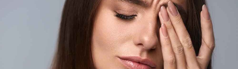 Pain.,Tired,Exhausted,Stressed,Woman,Suffering,From,Strong,Eye,Pain.